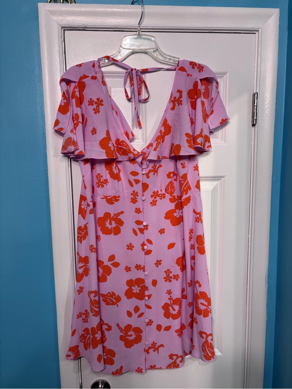 ASOS Lavender Mini Dress with Bright Orange Floral Print